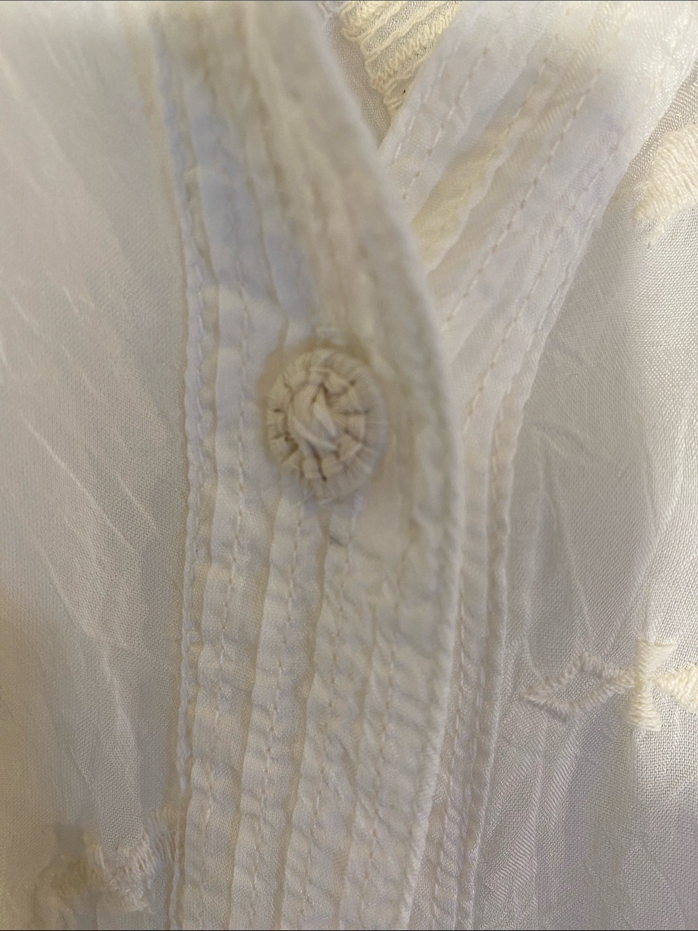 Johnny Was Cream Lace-Trim Long-Sleeve Button-Down Shirt size 1 X - Picture 5 of 10